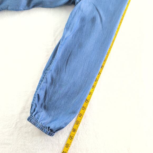 J. Jill Denim Chambray Long Sleeve Ruffle Collar Women's Large - Picture 9 of 9